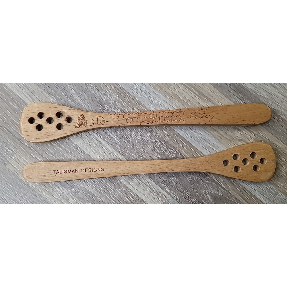 2 Talisman Designs Laser‎ Etched Beechwood Honey Spreader | Honey Bee Design